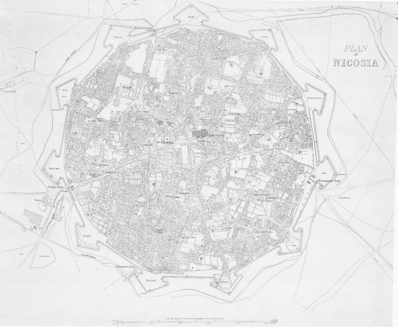 6 Εικόνα 1: The Kitchener's map, ο χάρτης στον οποίο βασίζεται η ανακατασκευή της πόλης της Λευκωσίας 2.