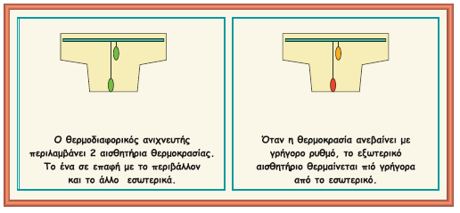 Ο θερμοδιαφορικός ανιχνευτής αποτελείται, στο εσωτερικό του, από δύο αισθητήρια.