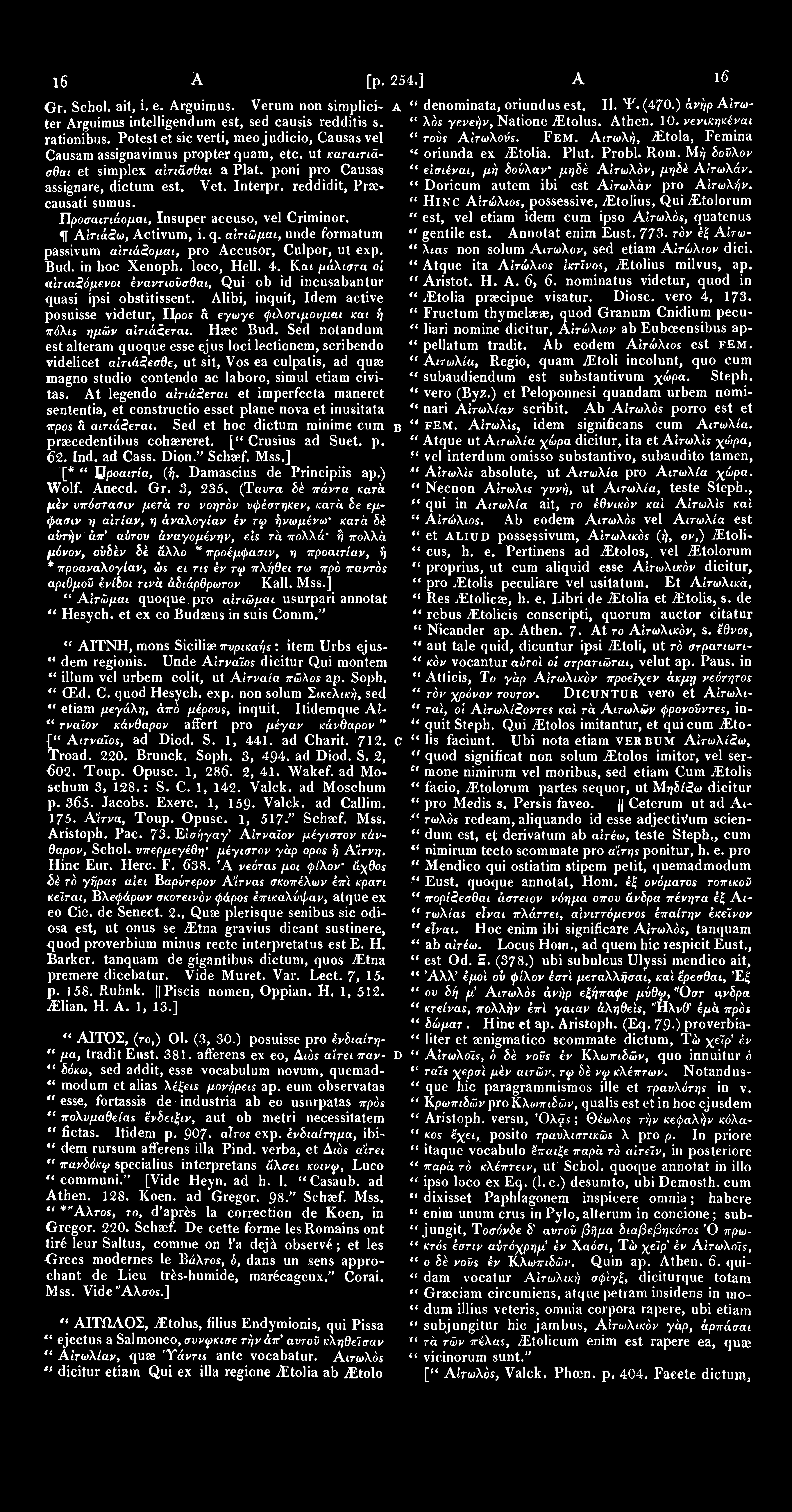 1695 Alft [p. 254.] AKA 1696 Gr. Schol. ait, i. e. Arguimus. Verum non simplici- A ter Arguimus intelligendum est, sed causis redditis s. rationibus.