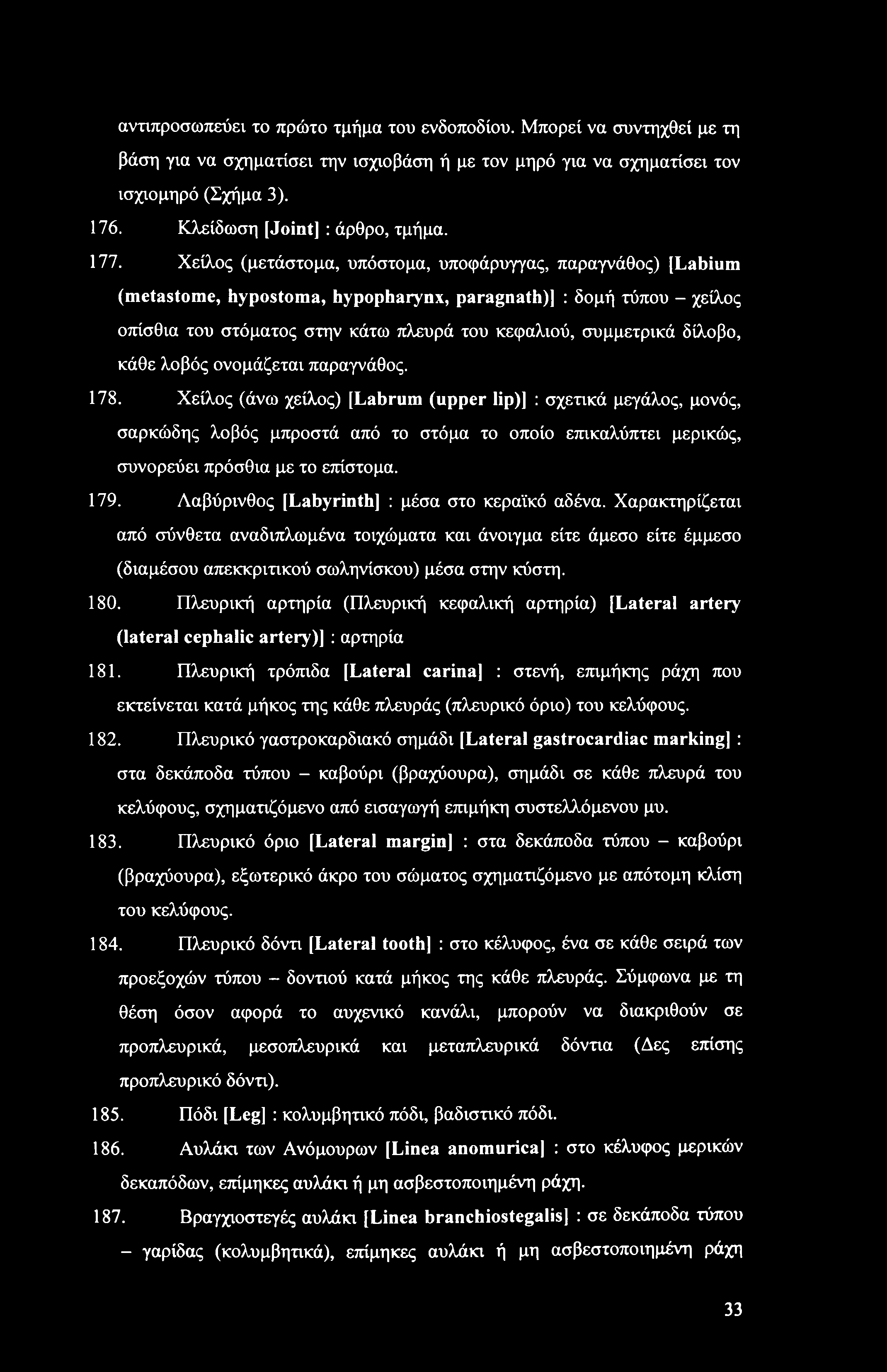 αντιπροσωπεύει το πρώτο τμήμα του ενδοποδίου. Μπορεί να συντηχθεί με τη βάση για να σχηματίσει την ισχιοβάση ή με τον μηρό για να σχηματίσει τον ισχιομηρό (Σχήμα 3). 176.