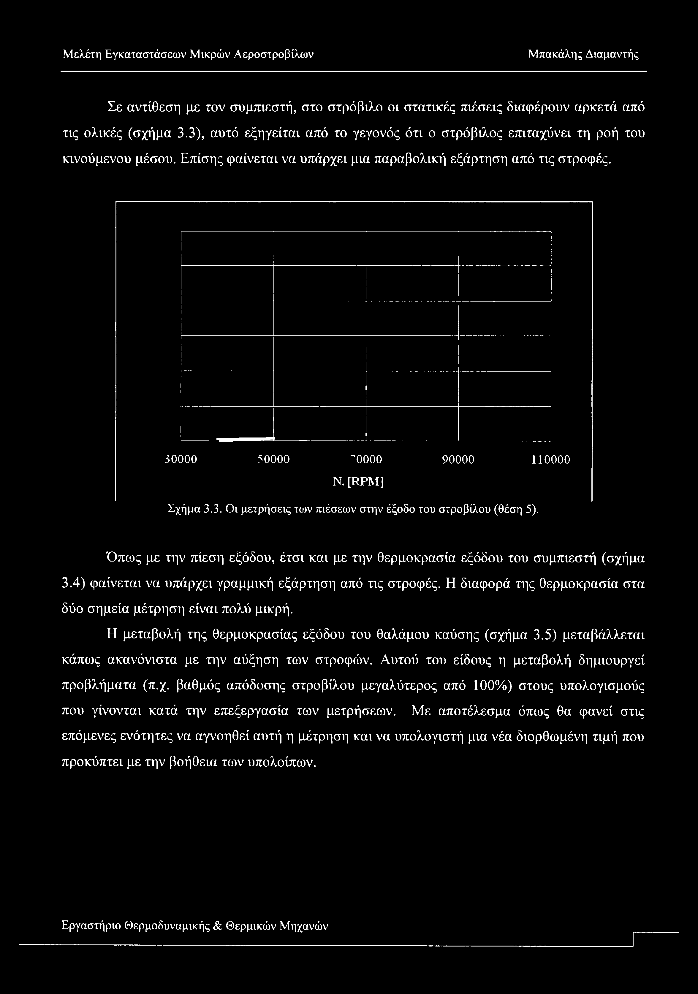 Σε αντίθεση με τον συμπιεστή, στο στρόβιλο οι στατικές πιέσεις διαφέρουν αρκετά από τις ολικές (σχήμα 3.3), αυτό εξηγείται από το γεγονός ότι ο στρόβιλος επιταχύνει τη ροή του κινούμενου μέσου.