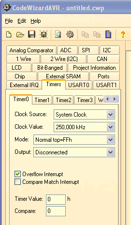 4 1 3 TIMER0 μ 250 KHz (16MHz/64, μ 64)