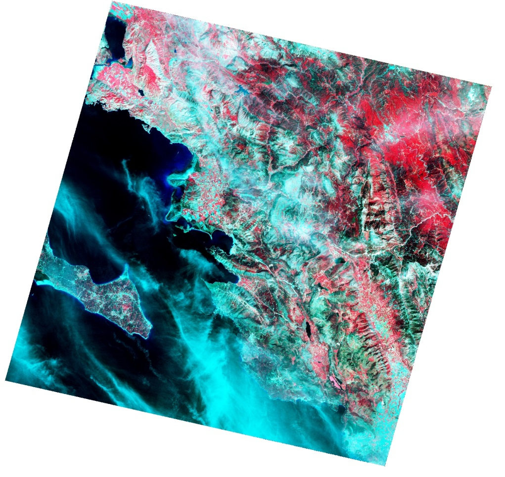 Σχήμα 2. Δορυφορική εικόνα του Landsat 8 ETM δορυφορικού συστήματος με ημερομηνία λήψης το καλοκαίρι του 2013.