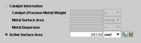 Στη συνέχεια, πρέπει να προσδιοριστεί η ενεργός επιφάνεια του καταλύτη (active surface area) μονάδες επιφανείας.