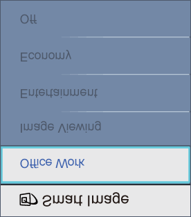 Πληροφορίες για το προϊόν Συνεχίστε να πατάτε για εναλλαγή μεταξύ των επιλογών Office Work (Εργασία γραφείου), Image Viewing (Προβολή εικόνας), Entertainment (Ψυχαγωγία), Economy (Οικονομικό) και Off