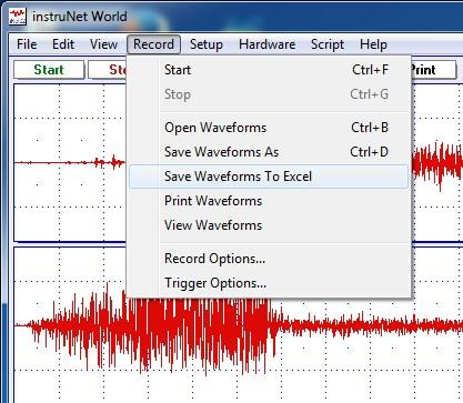 και έπειτα Save Waveforms To Excel, αποθηκεύει τις μετρήσεις (σχήμα 5.18). Σχήμα 5.