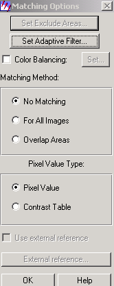 Overlap Areas: εναρµόνιση ιστογράµµατος µόνο για την κοινή περιοχή Pixel Value: εφαρµογή στα pixel εικόνας Contrast Table: