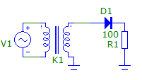 Vypracovanie Úloha č.1: Schéma zapojenia Obr. č.1: Jednocestný usmerňovač Na Obr.č.1 vidieť priebehy napätí obvodu s jednocestným usmerňovačom.