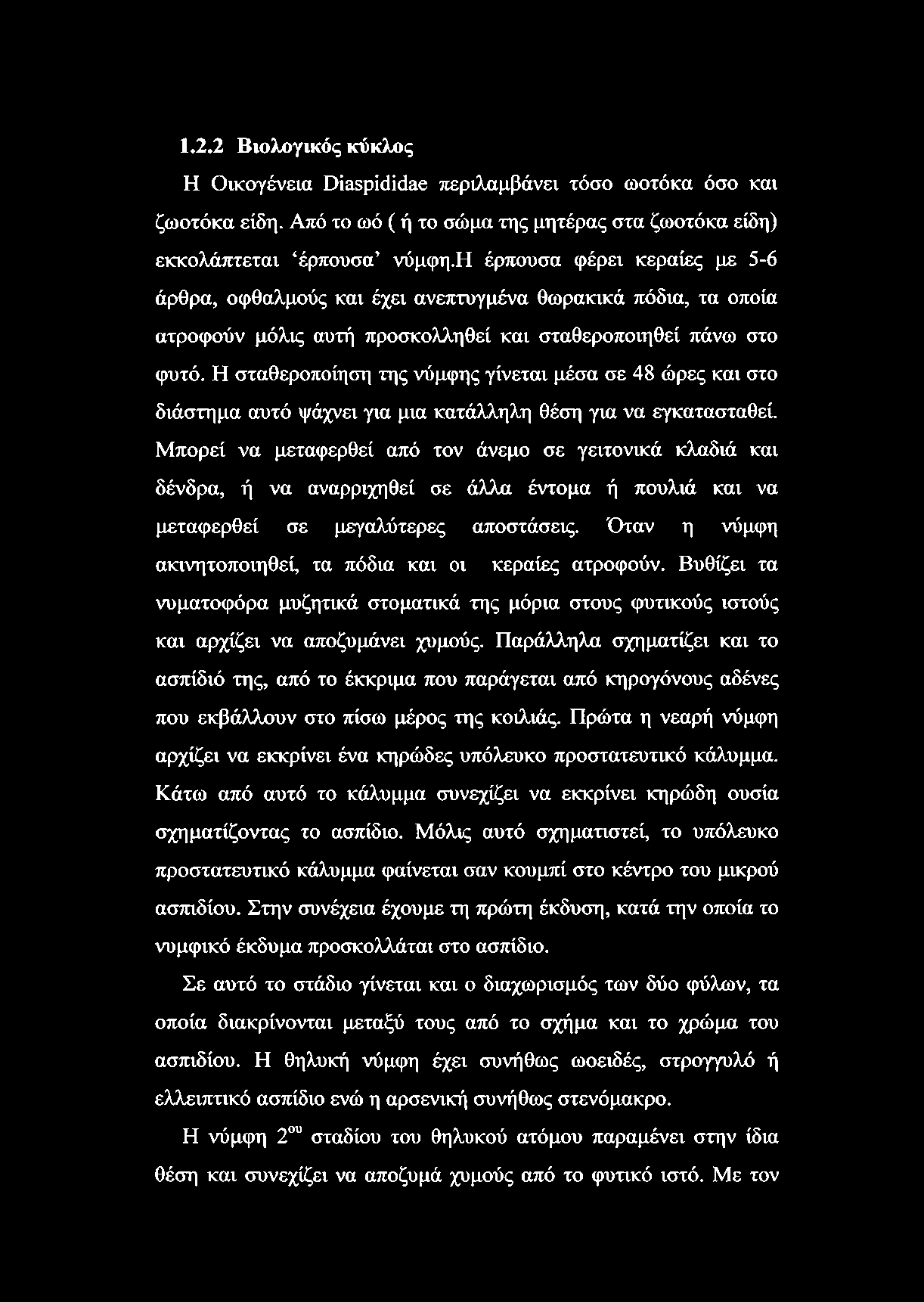 Η σταθεροποίηση της νύμφης γίνεται μέσα σε 48 ώρες και στο διάστημα αυτό ψάχνει για μια κατάλληλη θέση για να εγκατασταθεί.