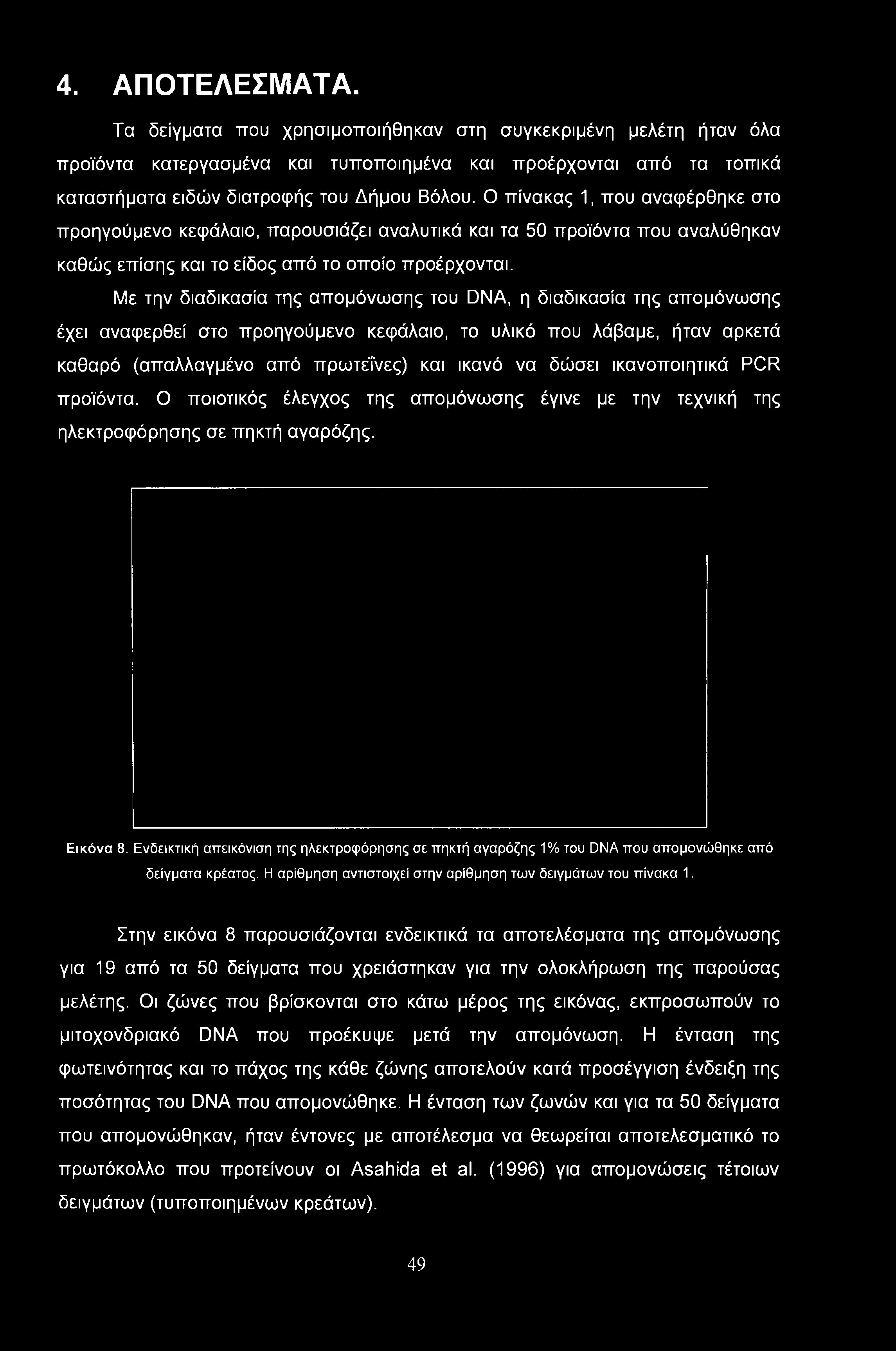 Με την διαδικασία της απομόνωσης του DNA, η διαδικασία της απομόνωσης έχει αναφερθεί στο προηγούμενο κεφάλαιο, το υλικό που λάβαμε, ήταν αρκετά καθαρό (απαλλαγμένο από πρωτεΐνες) και ικανό να δώσει