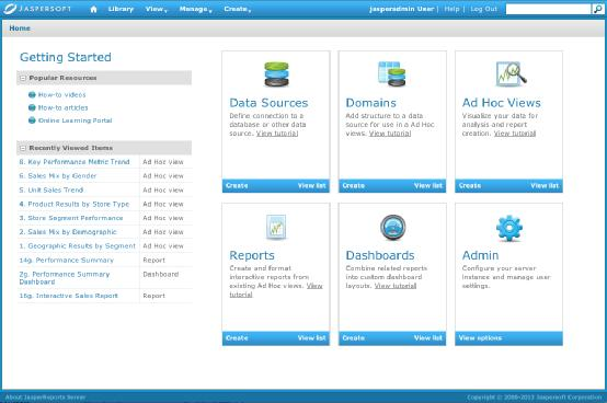 7.2.4.3 Jaspersoft (Jaspersoft Business Intelligence Software, 2016) Η Jaspersoft ιδρύθηκε το 2001 και αρχικά ονομαζόταν Pancopic.