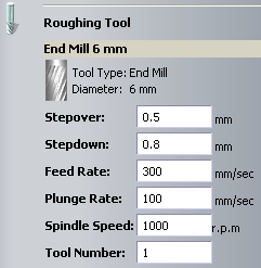 Roughing toolpath () Όπως αναφέρθηκε και νωρίτερα το toolpath αυτό προγραμματίζεται για να απαλείψει το μεγαλύτερο μέρος του υλικού που θα κοπεί και δημιουργείται με τις παρακάτω εντολές και επιλογές.