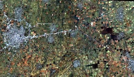 Εικόνα 9.2 Συγχώνευση Παγχρωματικής Πολυφασματικής εικόνας Landsat TM7.