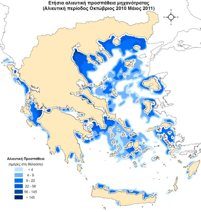 η () αλιευτική περίοδο σε κάνναο 5*5χλμ. α Εικ. 2α-.