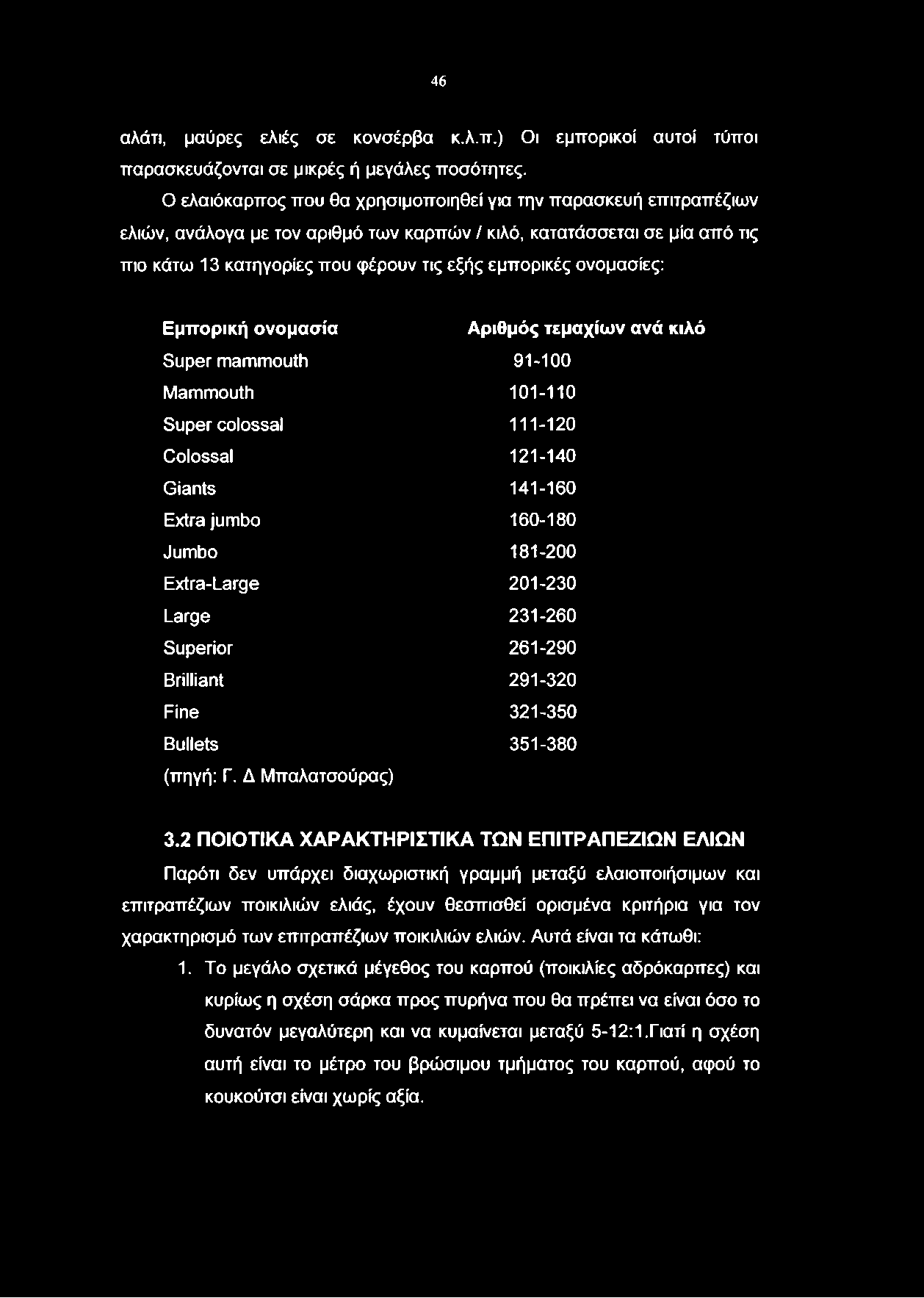 46 αλάτι, μαύρες ελιές σε κονσέρβα κ.λ.π.) Οι εμπορικοί αυτοί τύποι παρασκευάζονται σε μικρές ή μεγάλες ποσότητες.