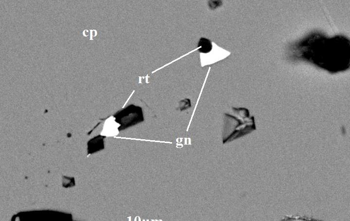 Back scattered images from various drill cores of the Skouries