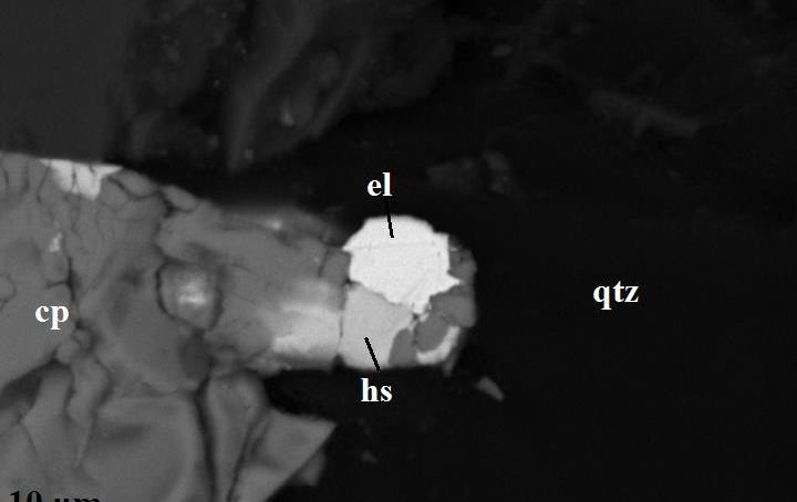 Back scattered images from various drill cores of the Skouries porphyry deposit