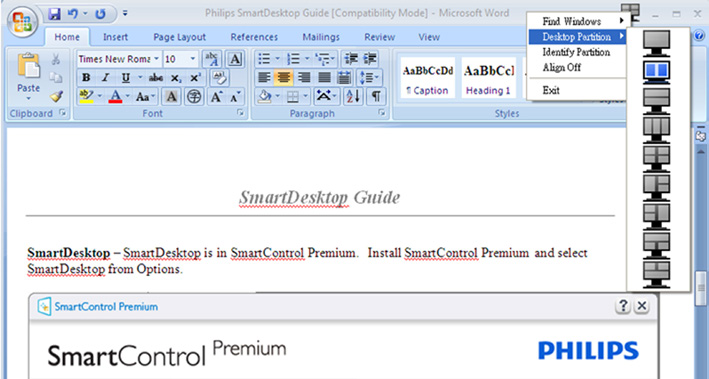 Desktop partition (Διαμέρισμα επιφάνειας εργασίας) Στο Desktop partition (Διαμέρισμα επιφάνειας εργασίας) εμφανίζεται το διαμέρισμα που έχει επιλεχθεί επί του παρόντος και δίδεται η δυνατότητα στον