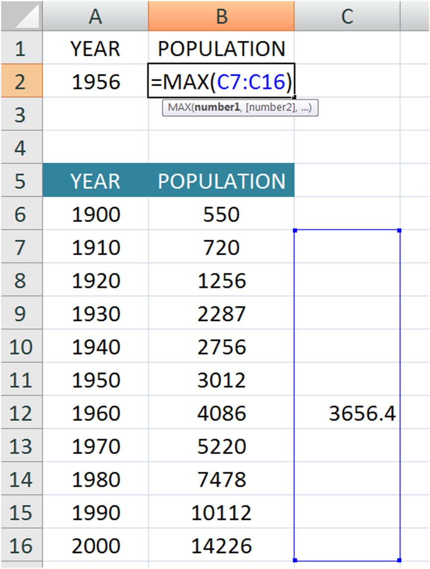 Γραμμική προσαρμογή σε ένα πίνακα του Excel Ο πληθυσμός βρίσκεται παίρνοντας