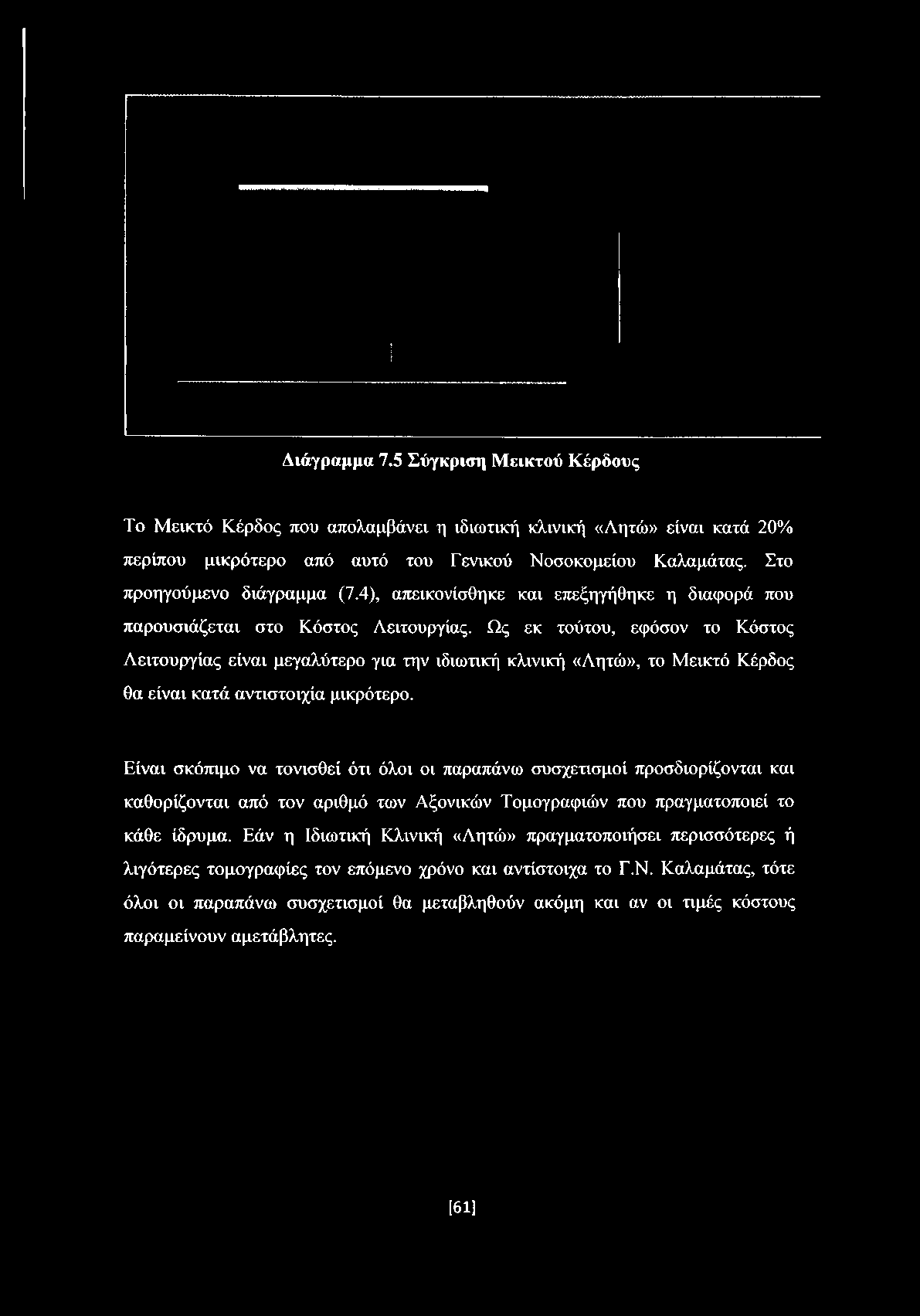 Νοσοκομείου Καλαμάτας. Στο προηγούμενο διάγραμμα (7.4), απεικονίσθηκε και επεξηγήθηκε η διαφορά που παρουσιάζεται στο Κόστος Λειτουργίας.