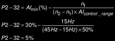 είσοδο 3-8 V: P2-31 = 120 %, P2-32 = 5 % Hz Στροφές 50 45 40 35 30 25 20 15 10 5 0 3 4 5 6 7