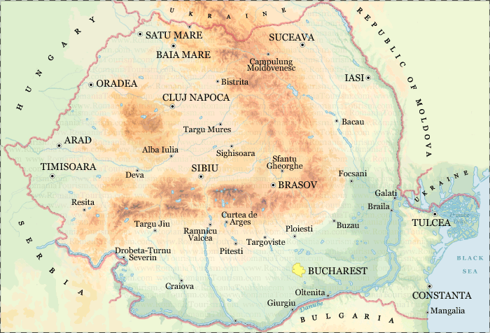 Η γεωργία στη Ρουμανία Εικ.2: Γεωφυσικός χάρτης της Ρουμανίας Πηγή: www.mapsofworld.com 1.3.