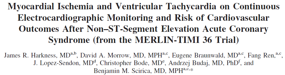 NSVT in the setting of acute non-stemi The presence of myocardial ischemia or VT alone, and particularly in combination, was independently associated