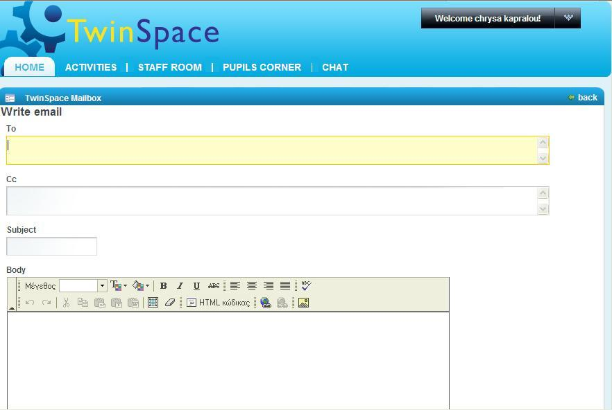 Πως επικοινωνώ εγώ ή οι μαθητές μου στο twinspace 1/4 1. Χρησιμοποιώ το twinspace mailbox.