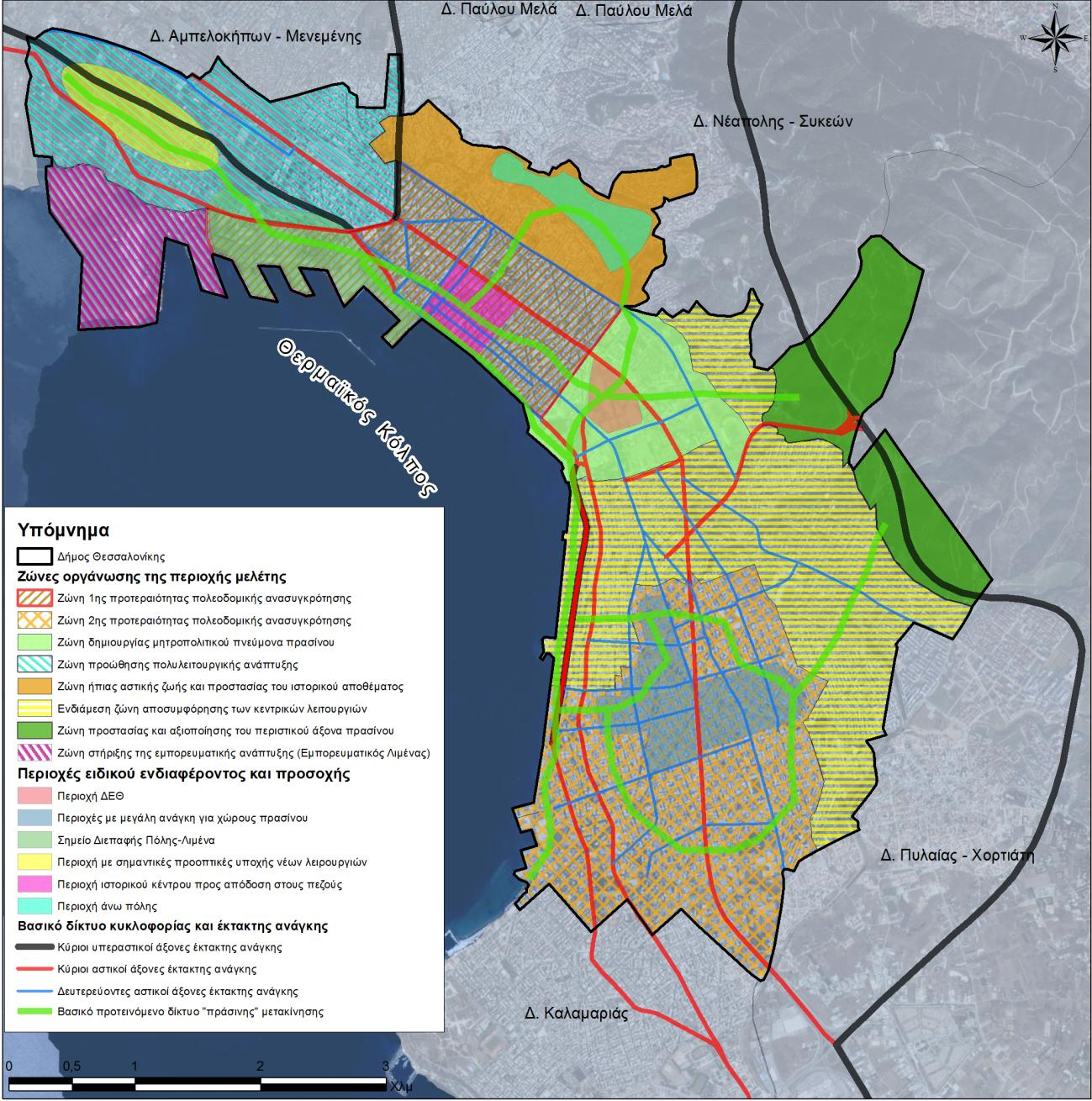 Εικόνα 4.6 (Απόσπασμα χάρτη 4.2): Δομικό σχέδιο χωρικής οργάνωσης για τον Δήμο Θεσσαλονίκης.