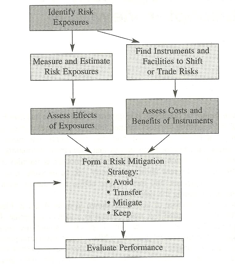 Οι Crouhy et al. (2006) υποστηρίζουν πως η διαχείριση κινδύνου είναι μια συνεχής και όχι στατική διαδικασία η οποία αποσκοπεί στην μείωση του επιπέδου κινδύνου που αντιμετωπίζει η εταιρία.