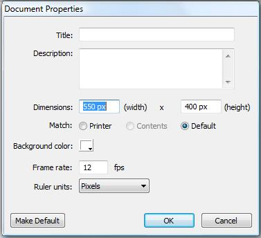 της σκηνής επιλέγοντας Modify Document (ή παράθυρο Document Properties.