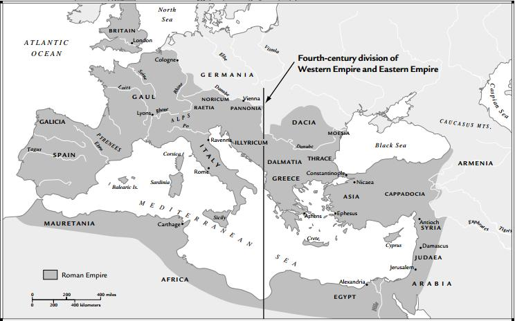 Ακολούθως, παρατίθεται ο χάρτης με τα εδάφη που εκτεινόταν η Ρωμαϊκή Αυτοκρατορία.