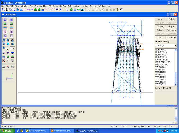 Φορτία Σχεδιασμού (11): Generation of Wave Loads WAVELOAD INPUT FILE UNITS METERS KN DEG DEPTHS 49.4 50.