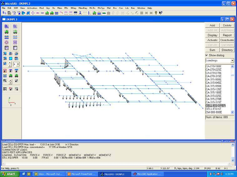 Φορτία Σχεδιασμού (16): Loads Transferred from Deck Beams to Main Steel Girders MODAL INERTIA LOADS INPUT FILE UNITS FT KIPS KIPM RAD MASS TOTMASS LOADING $ mode accel load_name 1 317.