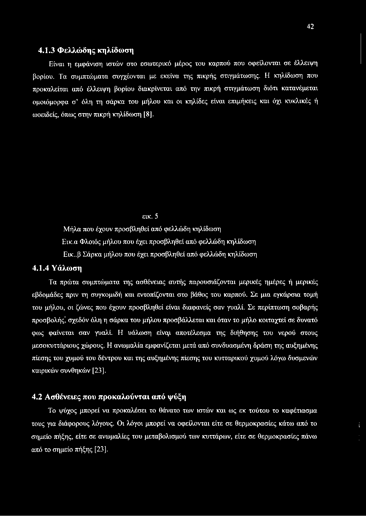 4 Υάλωση Τα πρώτα συμπτώματα της ασθένειας αυτής παρουσιάζονται μερικές ημέρες ή μερικές εβδομάδες πριν τη συγκομιδή και εντοπίζονται στο βάθος του καρπού.