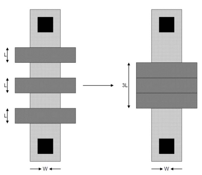 Συνεπώς C L t r = k t 0,3β n V f = k C L DD β n 3 V DD t r t f 1 Η εν σειρά σύνδεση των τρανζίστορ επεξηγείται με γραφικό τρόπο στο Σχ.