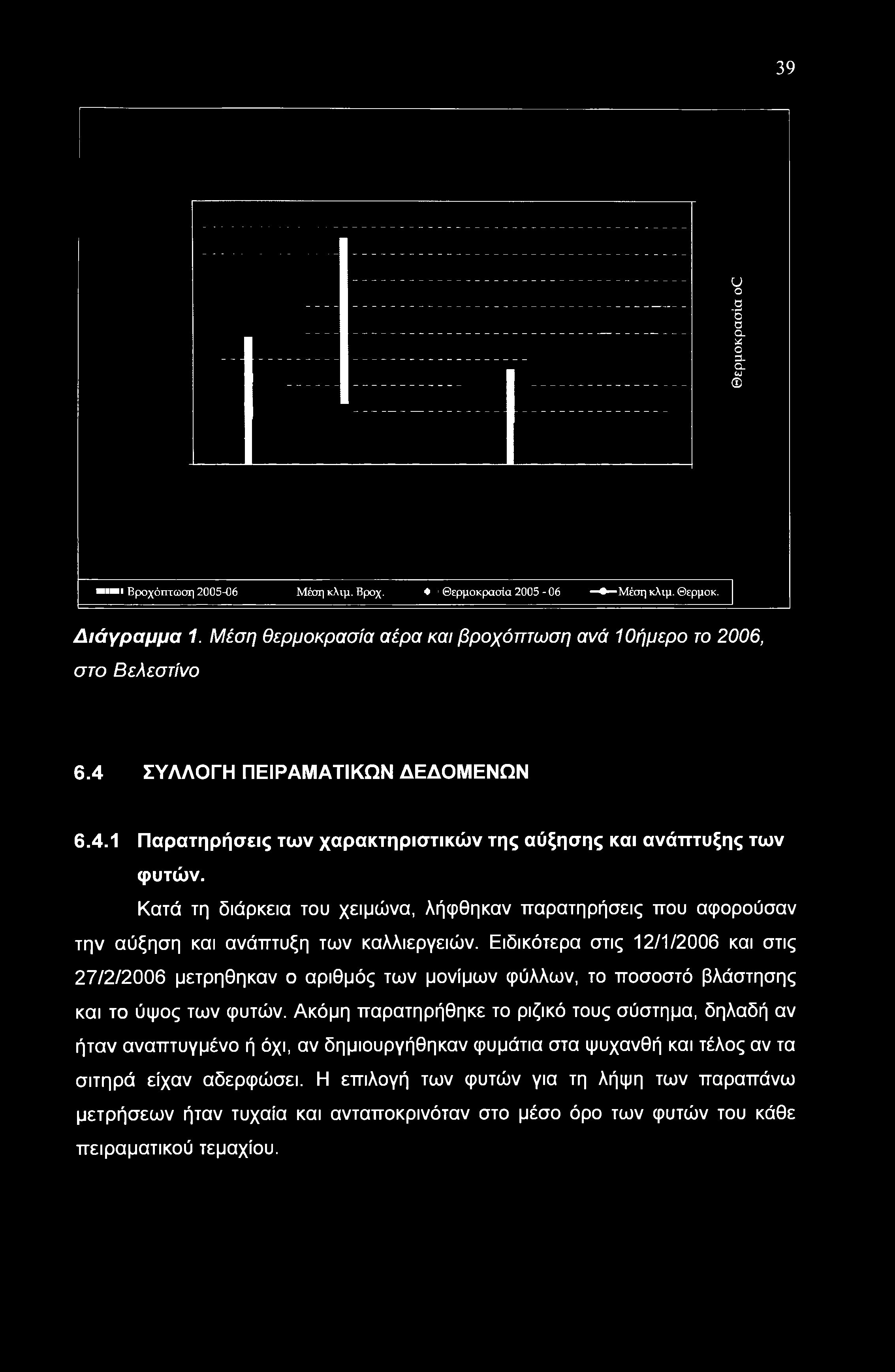 Κατά τη διάρκεια του χειμώνα, λήφθηκαν παρατηρήσεις που αφορούσαν την αύξηση και ανάπτυξη των καλλιεργειών.