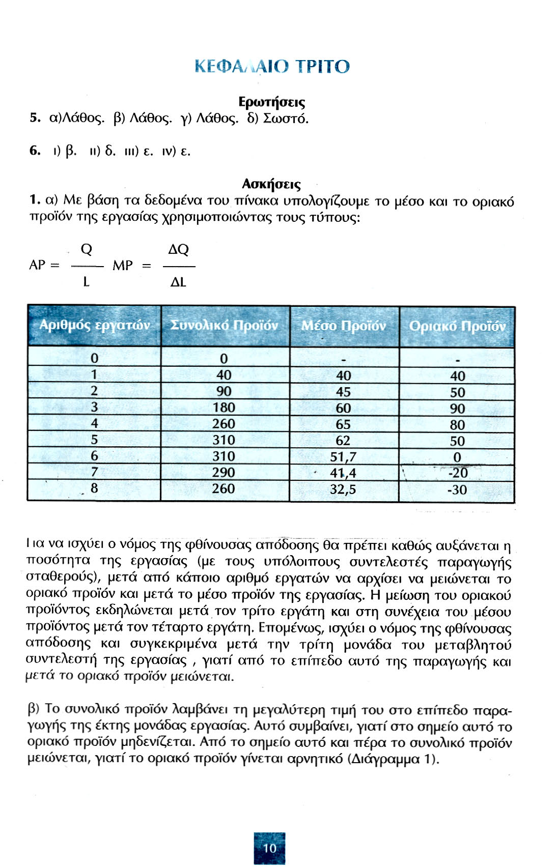 ΚΕΦΑ/ iaio ΤΡΙΤΟ Ερωτήσεις 5. α)λάθος. β) Λάθος, γ) Λάθος, δ) Σωστό. 6. ι) β. ιι) δ. ιιι) ε. ιν) ε. Ασκήσεις 1.