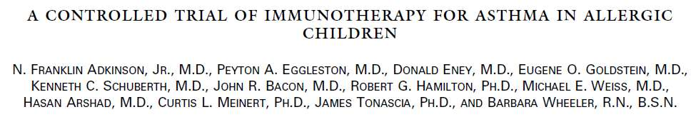 N Engl J Med 1997;336:324-31 121 allergic children with moderate-to-severe, perennial asthma.