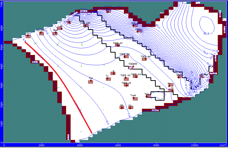 Από την προσομοίωση της υπόγειας ροής στο λογισμικό Modflow είναι εφικτός ο υπολογισμός του βάθους της διεπιφάνειας γλυκού αλμυρού με τη βοήθεια της εξίσωσης του Ghyben-Herzberg.