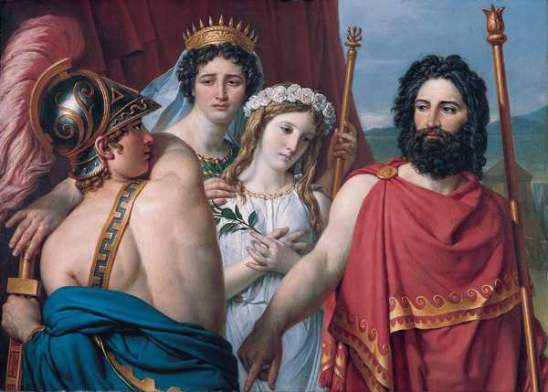 Jacques-Louis David, Briseida es arrebatada a Aquiles por Agamenón Imagen de dominio público Hermíone a Orestes Deyanira a Hércules Ariadna a Teseo Cánace a