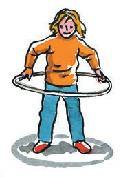 Ένα παιδί παίρνει το στεφάνι, το περνά στον διπλανό του από το κεφάλι και το κατεβάζει ως τα πόδια.