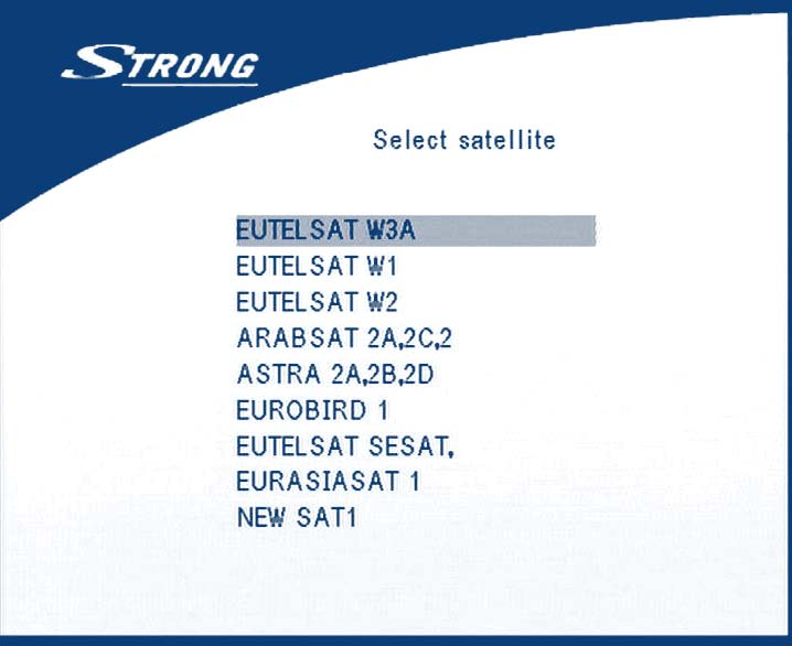 Obrazovka 4 Ak si vyberiete satelit zo zoznamu satelitov, zobrazí sa menu,,configure antenna.