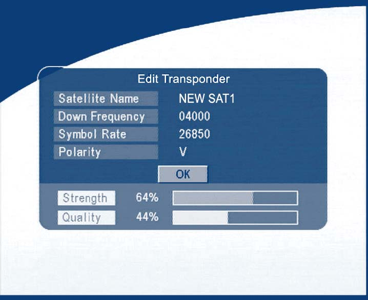 Editovanie transpondéra V tomto menu môžete editovať transpondér v systéme.