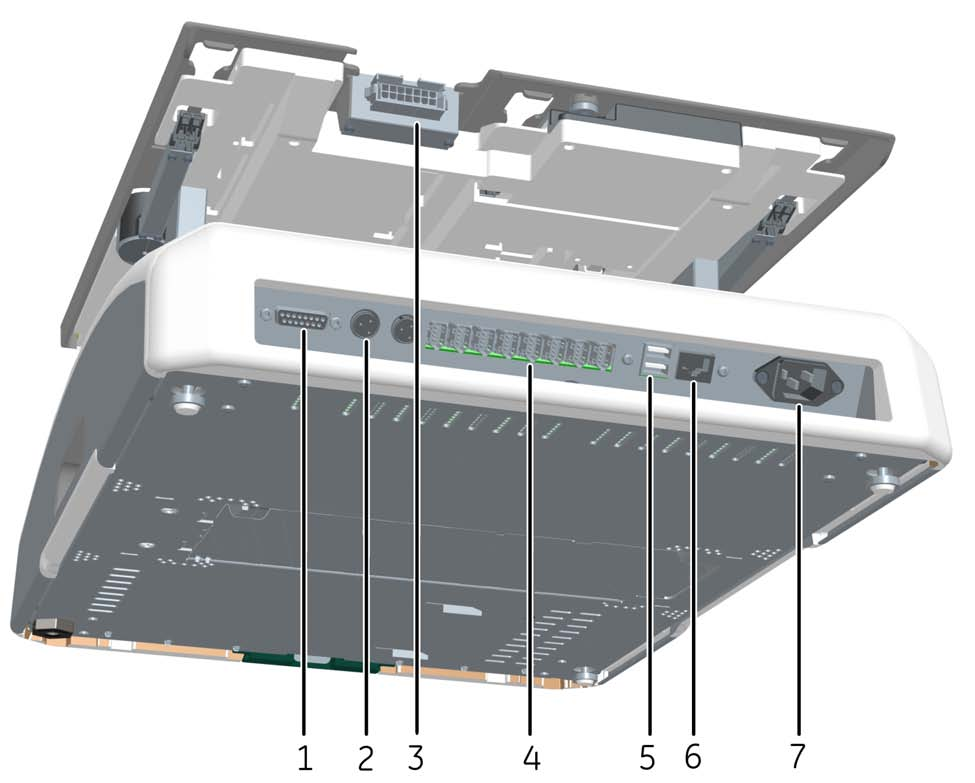 3 Περιγραφή συστήματος 3.2 ReadyToProcess WAVE 25 rocker Πίσω όψη της μονάδας παλινδρόμησης Η παρακάτω εικόνα εμφανίζει τον πίσω πίνακα της μονάδας παλινδρόμησης.