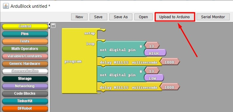 3. Η εντολή set digital pin(13, LOW), στέλνει μια τάση 0 V στην ψηφιακή θύρα 13. Αυτό έχει σαν αποτέλεσμα να σβήσει το LED. 4.