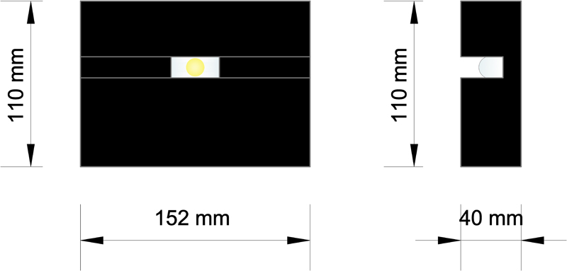 Διαστάσεις DOMos Series Φωτιστικό LED αρχιτεκτονικου φωτισμού όψεων Το φωτιστικό LED Techlumen DOMos φωτίζει ομοιόμορφα τα περιγράμματα των πλαισίων που