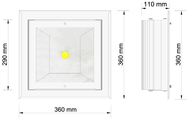 ST-67 CPS-V Διαστάσεις Φωτιστικό LED στεγάστρου CP-Standard-V Το LED φωτιστικό στεγάστρου Techlumen CP-Standard (ST-67 CPS) είναι η ιδανική λύση για στέγαστρα μονής ή διπλής οροφής.