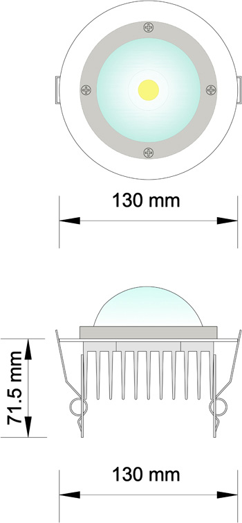 Διαστάσεις 3W - 23W VEDO-L Series Στεγανό LED φωτιστικό ψευδοροφής Τα LED φωτιστικά της σειράς VEDO-L διαθέτουν δείκτη στεγανότητας IP65.