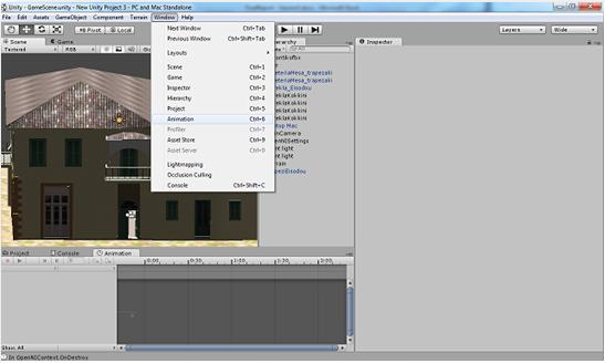 Βασικά αυτό που γίνεται η δημιουργία κίνησης σε ένα από τα αντικείμενα της σκηνής. Πρώτα Επιλέγω από το «window», «animation» και τότε ανοίγει ένα καινούριο παράθυρο με όνομα Αnimation (Figure 28).